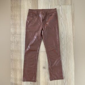 MOTHER faux brown leather pants